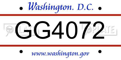 GG4072 District Of Columbia License Plate