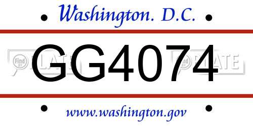 GG4074 District Of Columbia License Plate