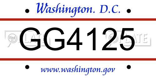 GG4125 District Of Columbia License Plate