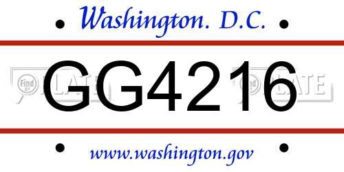 GG4216 District Of Columbia License Plate