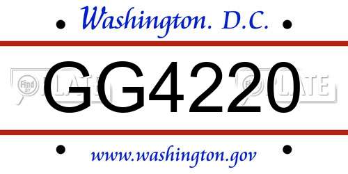 GG4220 District Of Columbia License Plate