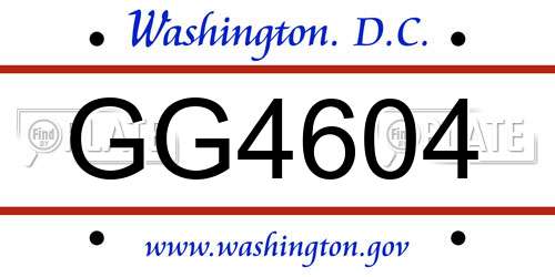 GG4604 District Of Columbia License Plate