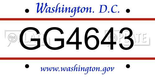 GG4643 District Of Columbia License Plate