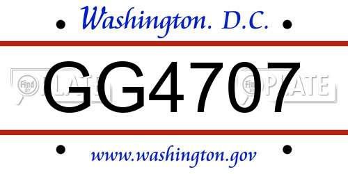 GG4707 District Of Columbia License Plate