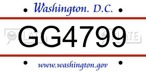 GG4799 District Of Columbia License Plate