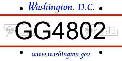 GG4802 District Of Columbia License Plate