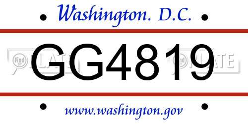 GG4819 District Of Columbia License Plate