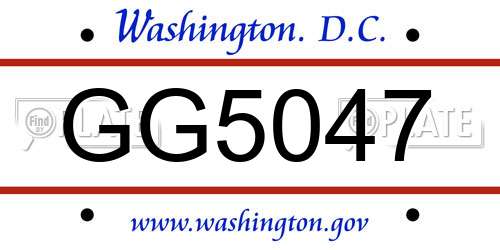 GG5047 District Of Columbia License Plate