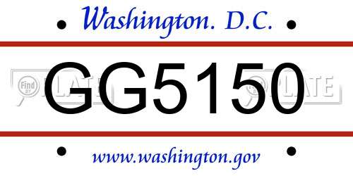 GG5150 District Of Columbia License Plate