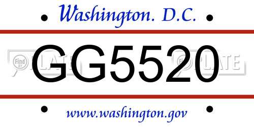 GG5520 District Of Columbia License Plate