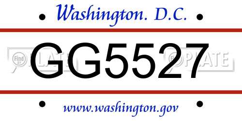 GG5527 District Of Columbia License Plate