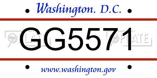 GG5571 District Of Columbia License Plate