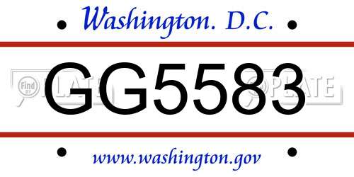 GG5583 District Of Columbia License Plate