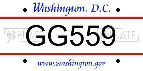 GG559 District Of Columbia License Plate