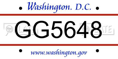 GG5648 District Of Columbia License Plate
