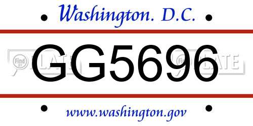 GG5696 District Of Columbia License Plate