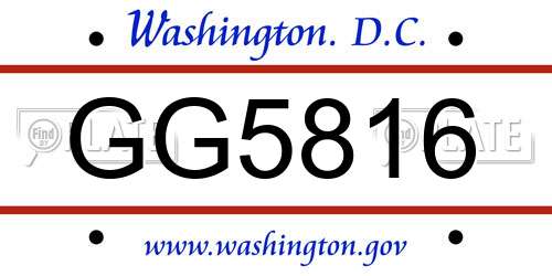 GG5816 District Of Columbia License Plate