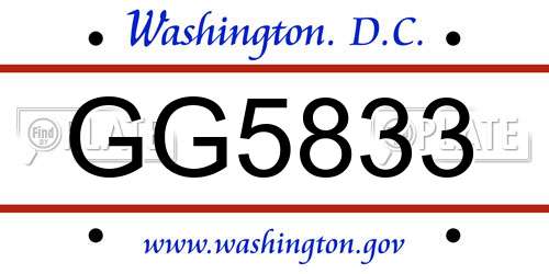 GG5833 District Of Columbia License Plate