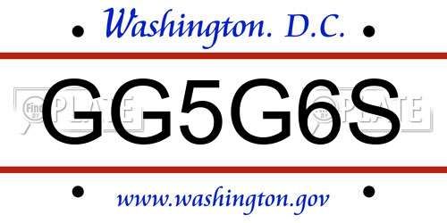 GG5G6S District Of Columbia License Plate