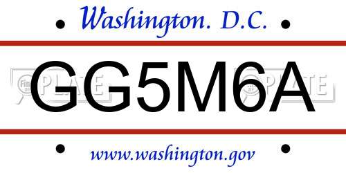 GG5M6A District Of Columbia License Plate