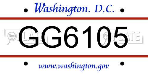 GG6105 District Of Columbia License Plate