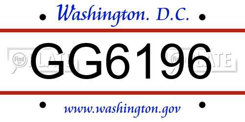 GG6196 District Of Columbia License Plate