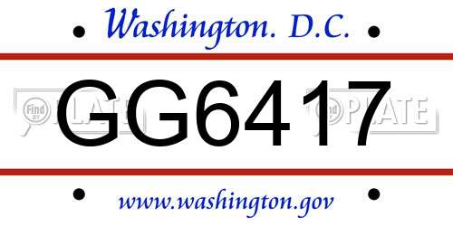 GG6417 District Of Columbia License Plate