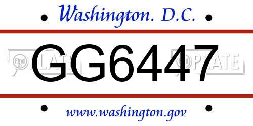 GG6447 District Of Columbia License Plate