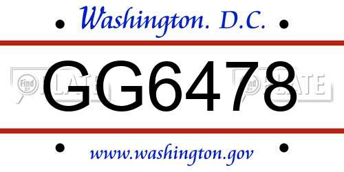 GG6478 District Of Columbia License Plate