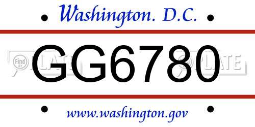 GG6780 District Of Columbia License Plate