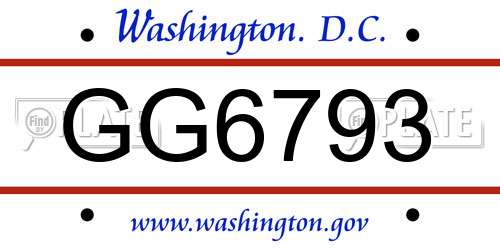 GG6793 District Of Columbia License Plate