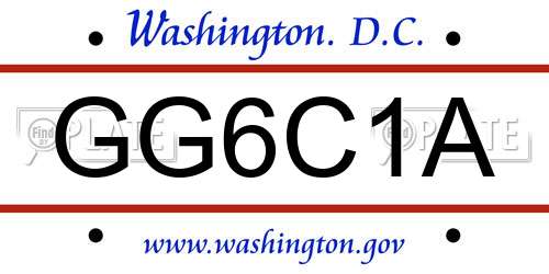GG6C1A District Of Columbia License Plate