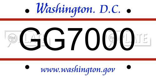 GG7000 District Of Columbia License Plate