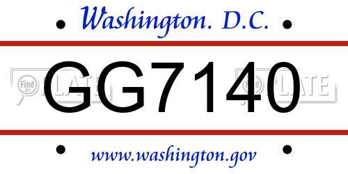 GG7140 District Of Columbia License Plate