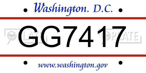 GG7417 District Of Columbia License Plate