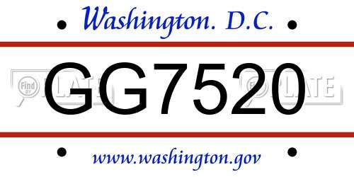 GG7520 District Of Columbia License Plate