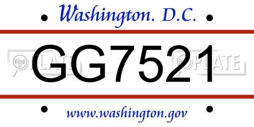 GG7521 District Of Columbia License Plate