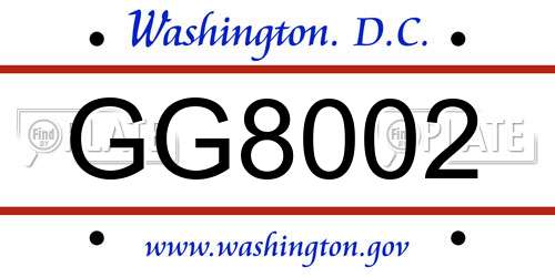 GG8002 District Of Columbia License Plate