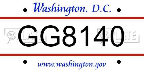GG8140 District Of Columbia License Plate