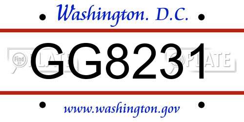 GG8231 District Of Columbia License Plate