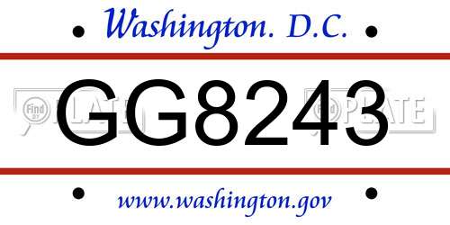 GG8243 District Of Columbia License Plate