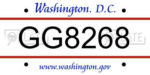 GG8268 District Of Columbia License Plate