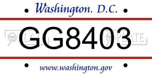 GG8403 District Of Columbia License Plate