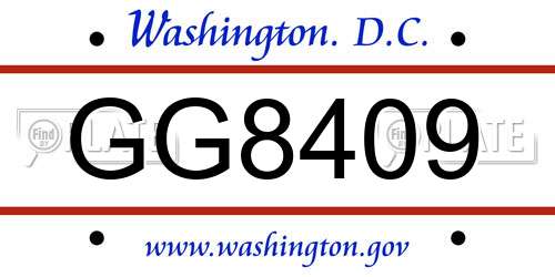 GG8409 District Of Columbia License Plate