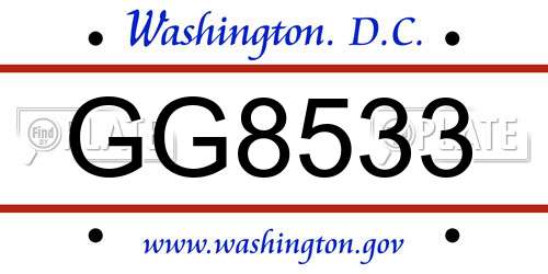 GG8533 District Of Columbia License Plate