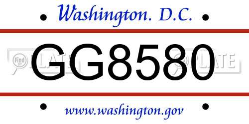 GG8580 District Of Columbia License Plate