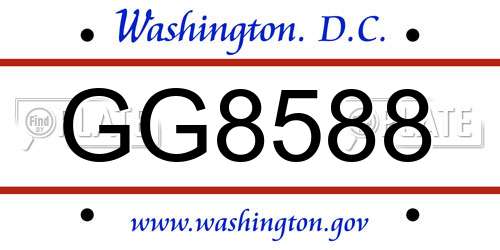 GG8588 District Of Columbia License Plate
