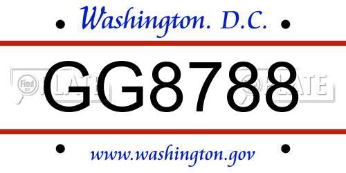 GG8788 District Of Columbia License Plate