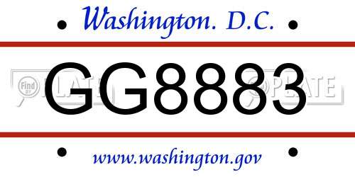 GG8883 District Of Columbia License Plate