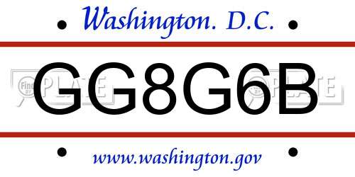GG8G6B District Of Columbia License Plate